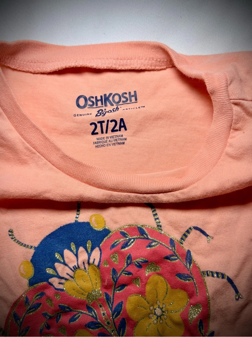 OshKosh B'gosh Peach 'Love Bug' Floral Graphic Tee for Kids